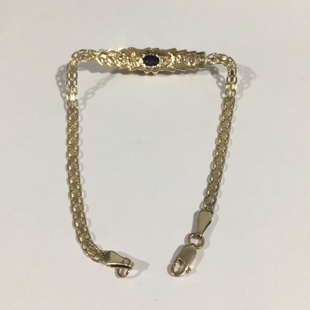 14k Yellow Gold Diamond 💎 & Sapphire Bracelet - Picture 4 of 6